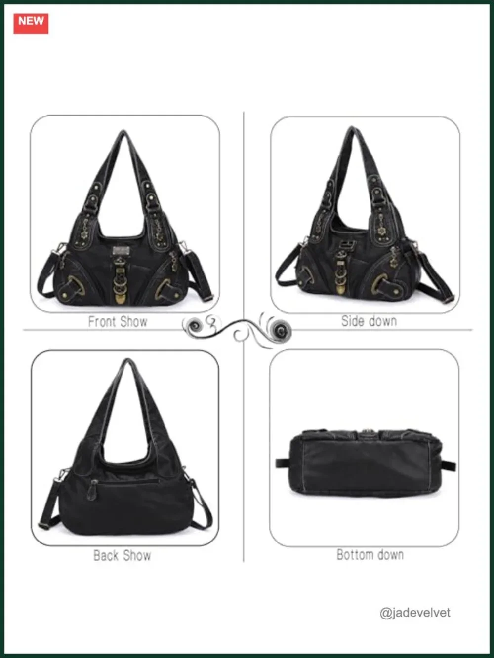 Vintage Washed PU Leather Hobo Satchel Bag